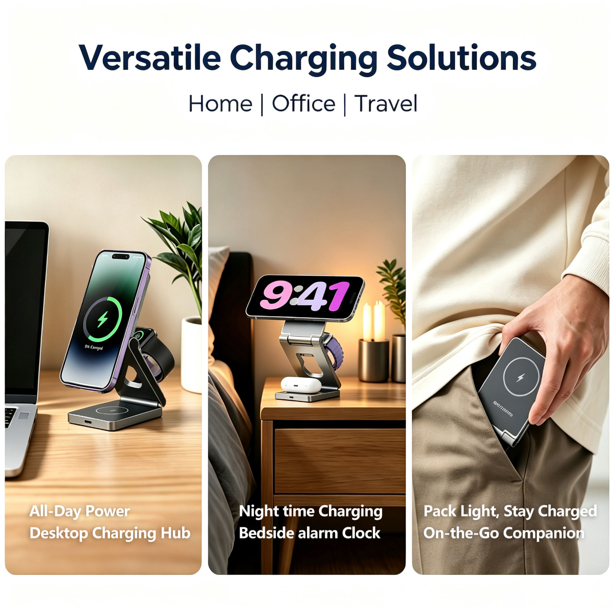 3-in-1 Magnetic Wireless Charging Station