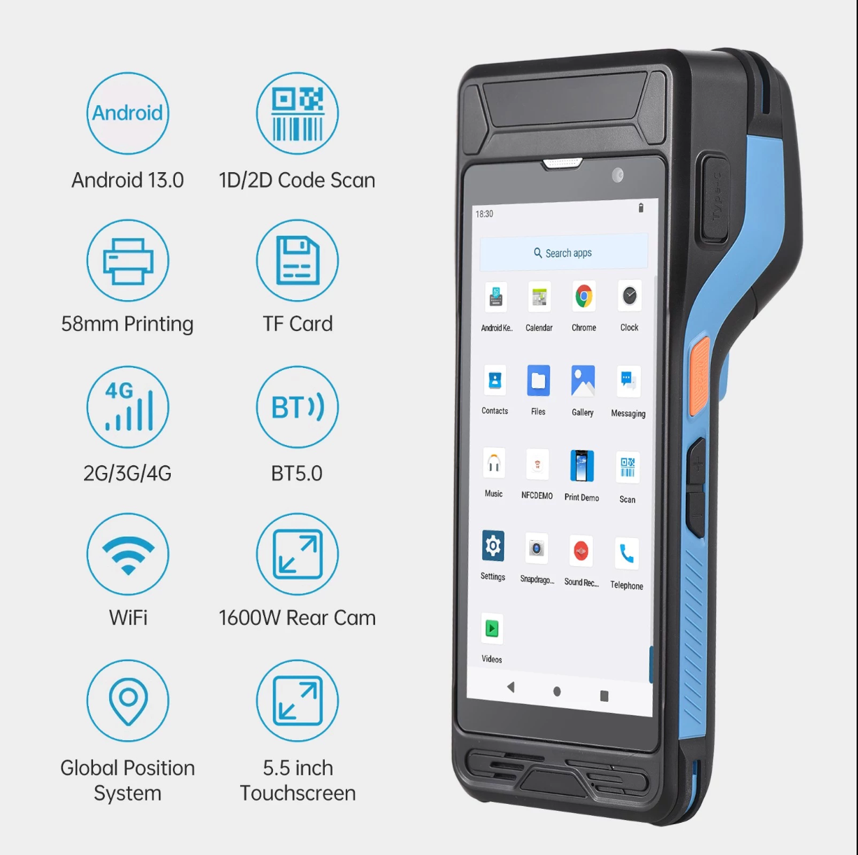 Handheld Smart POS Terminal with Built-In Printer